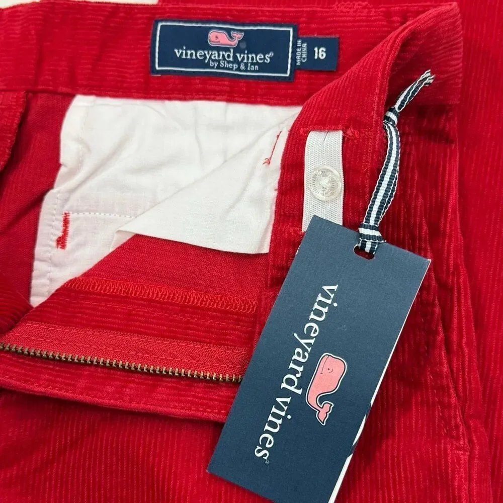 Vineyard Vines Red Corduroy Breaker Pants - Big Boys US 16